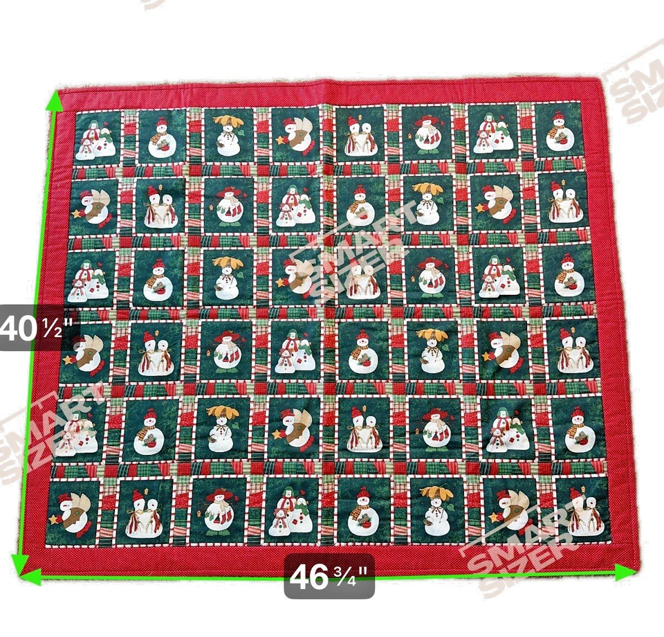 Manta acolchada de muñeco de nieve vintage de algodón de los años 90 46 pulgadas x 39,5 pulgadas nueva Foto 3 de 4