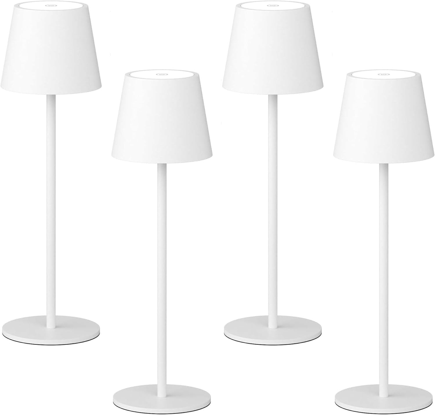 Set 4 Lampade LED Cordless Bianco Opaco Dimmerabili per Hotel e Design