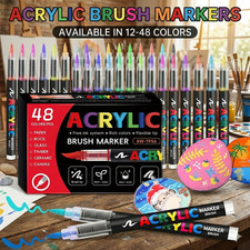 Acrylic Paint Marker Pens Set 12-168pc Colour Brush Tip Rock Wood Canvas UK DIY