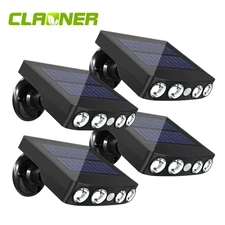 4xSolar Powered Wall Light Outdoor Garden Yard Motion Sensor Flood Security Lamp