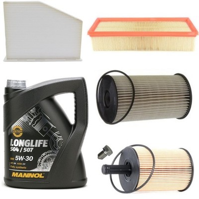 MANNOL 504/507 5W30 & FILTERS FULL SERVICE KIT FOR VW SCIROCCO 2.0 TDI 08-17
