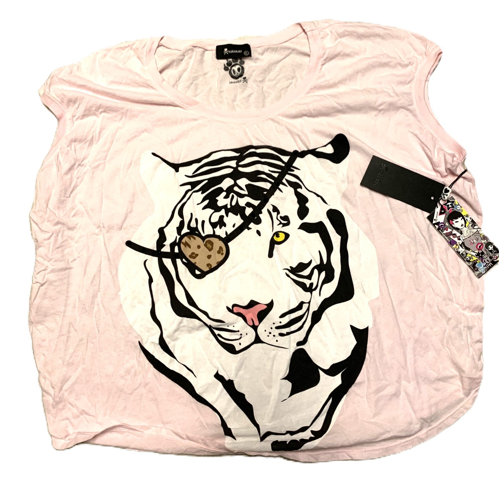 TokiDoki Eye of the Tiger Light Pink Top sz XL