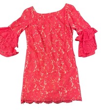 Eliza J Andressa Pink Lace Knee Length Lined Dress Sz 10