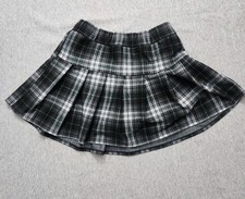 Abercrombie Kids Girls 9/10 Plaid Pleated Skirt Skort White  Black Cotton Blend