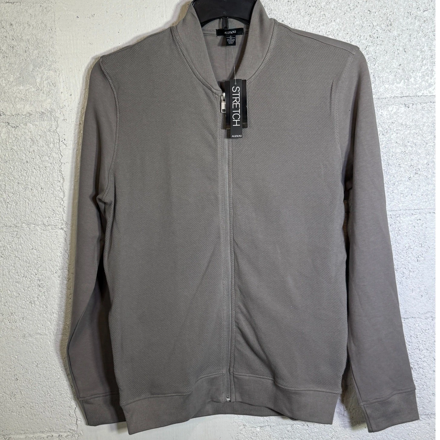 Alfani Men's Pique Knit Bomber Jacket, storm gray small $50