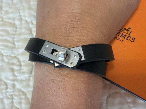HERMÈS Mini Kelly Doule Tour, Black Leather Wrap