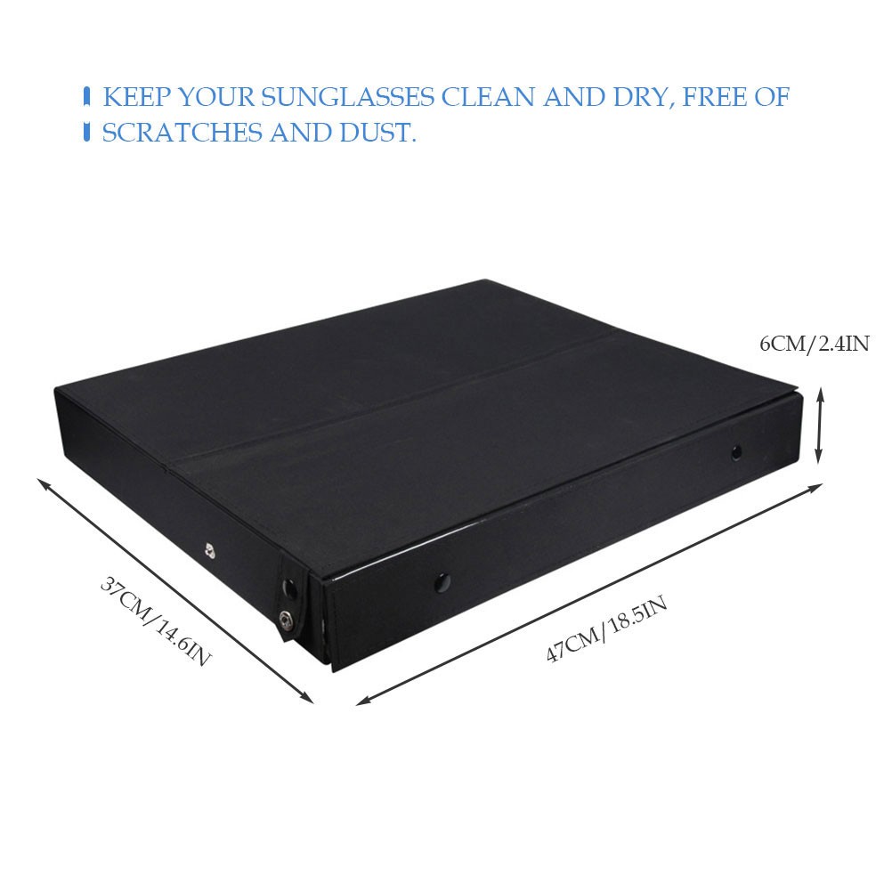 18 Grids PU Leather Eyeglass Glass Display Storage Cases Folding Cover Sunglasse