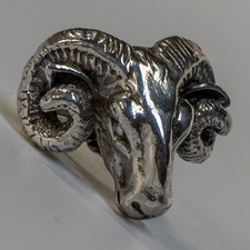 RAM Tête Bague de Mort .925 Argent Zodiaque Bélier Bouc Baphomet Biker Gothique
