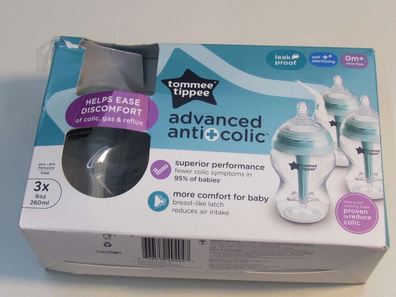 9-OZ Tommee Tippee Advanced Anti-Colic 0 Month+ Slow Flow & #1 Slow Flow