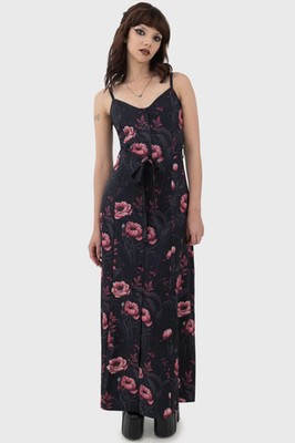 Killstar Cottage Chorus Maxi Dress Womens Sweetheart Neck Goth Alternative