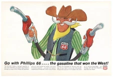 Phillips 66 Gasoline Ad Vintage 1960s Retro Gas Station Wall Art Decor 1966