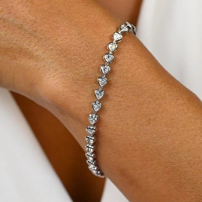 6.0ct Heart Cut Lab Created Diamond Test Pass VVS1/D 18cm Tennis Bracelet