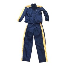 Vtg Nike Y2K Navy Blue Windbreaker Tracksuit Pants Jacket XLarge Silver Tag
