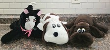 3 Vtg TONKA Pound Puppies Lot 2 18" Puppies White / Brown 13" Black Cat 1985