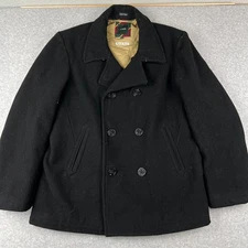 J Crew Bayswater Peacoat Wool Anchor Buttons Military XL Mens Black Jacket