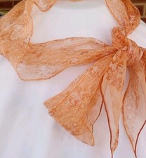 Chiffon Scarf Sheer Retro Classic Womens Long Peach Rectangle Vtg Floral