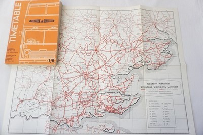 Mai 1969 Eastern National Bus Fahrplan & Karte sehr guter Zustand