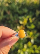 Natural Amber Ring with 925 Sterling Silver Setting Adjustable Ring Size
