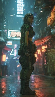 Female Bounty Hunter Shadowrun WAIFU 4x6 Print - Dark Fantasy Art 030526-06