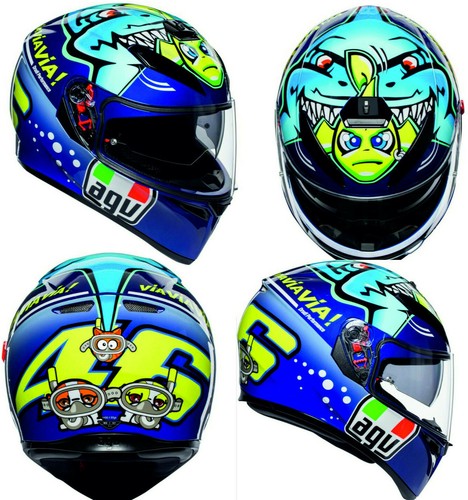 Legitimationsoplysninger gårdsplads snorkel Full-Face AGV K3 Sv Valentino Rossi Misano 2015 Shark Size L Stickers | eBay