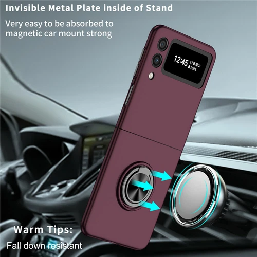 For-Samsung Galaxy Z Flip 4 3 5G Slim Matte Hard Case with Ring+Screen Protector - Picture 24 of 94