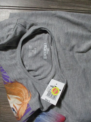 NWT Girls Sz 5 Disney Frozen II Gray Princess Anna Courage Short Sleeve T-Shirt - Picture 3 of 7