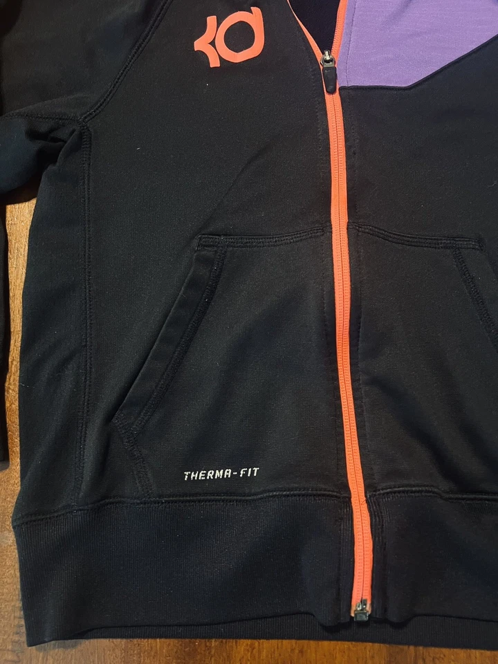 Nike Therma Fit KD Kevin Durant Full Zip Hoodie Youth Size Medium Black Purple - Image 2 of 4