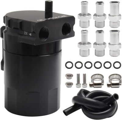 Universal Aluminum Oil Catch Can Reservoir Baffled Tank Car Truck 300ml Black