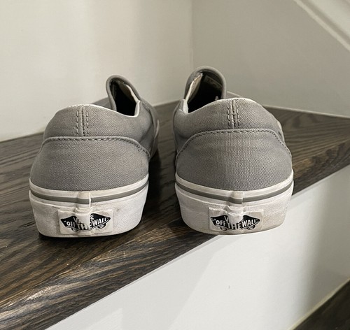 Vans classic slip on womens size 7.5 shoes gray white skate low top sneakers - Picture 4 of 8