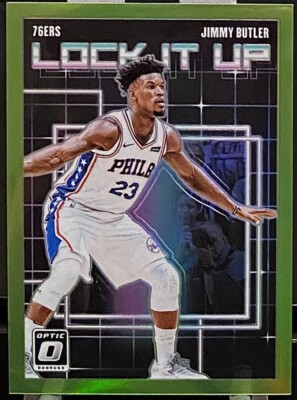 2018-19 Donruss Optic Lock it Up Lime Green Prizm Jimmy Butler #1 Ser# 040/149