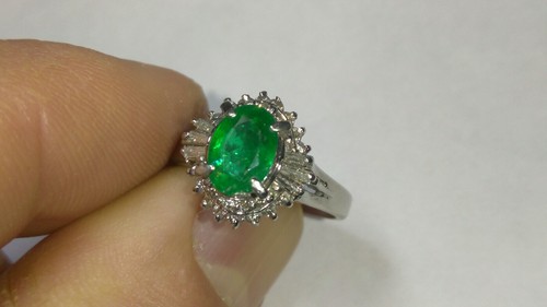 Solid platinum 1.11 carat natural emerald diamond ring 6.17 grams sz 6.25 READ! - Picture 6 of 12