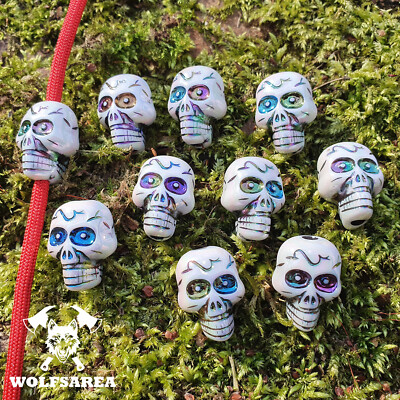 5/10 Große Skull Beads Weiß / Perlmutt Großlochperlen Acryl 22,5 x 17 mm  