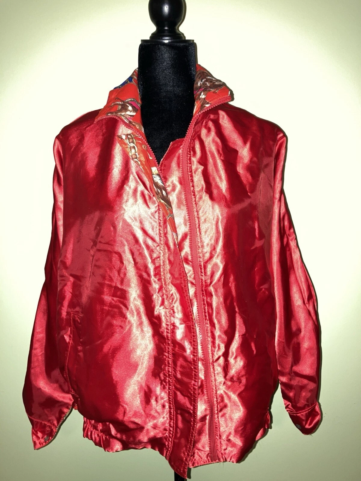 Giacca bomber vintage raso cavallo equitazione stampa ispirata a Gucci Y2K anni 80 mafia