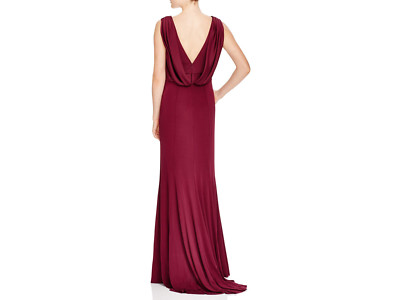 Vera Wang ~ Wine Red Chiffon Double V Cowl Back Trumpet Formal Gown 2 NEW  $268 | eBay