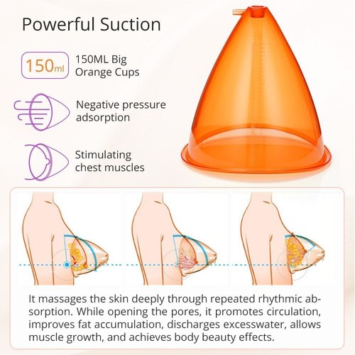 Máquina masajeadora corporal levantamiento agrandamiento terapia 150 ml tazas drenaje linfático EE. UU. - Imagen 7 de 16