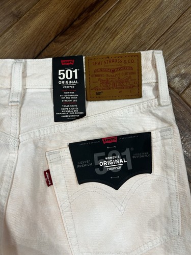 Levi's 501 Original Cropped Pink Blend Jeans W26 Straight Leg High Rise New - Picture 5 of 12
