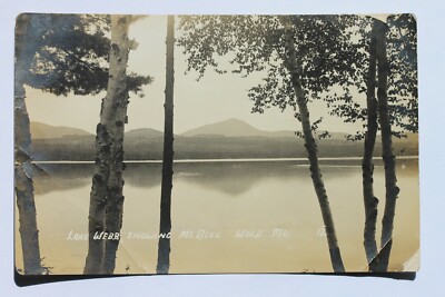 Old RPPC postcard LAKE WEBB SHOWING MT. BLUE, WELD, FRANKLIN COUNTY, MAINE, 1915