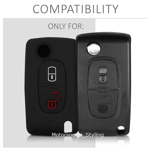 Grey Key Cover For CITROEN / PEUGEOT 2 Button Flip Case Remote Fob Protector 1gy - Picture 4 of 4
