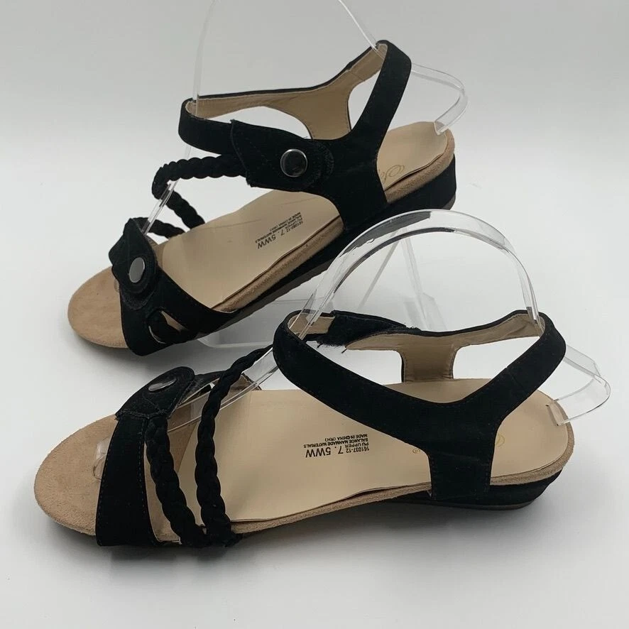 Sandalias Softwear By Beacon para mujer con tiras negras talla 7,5 terciopelo Foto 2 de 4