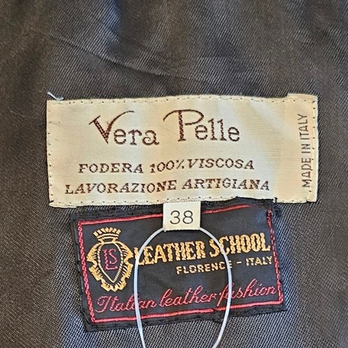 Vera Pelle Made In Italy Black Leather With Suede Stripe Women's Coat size 38 L - Picture 6 of 11