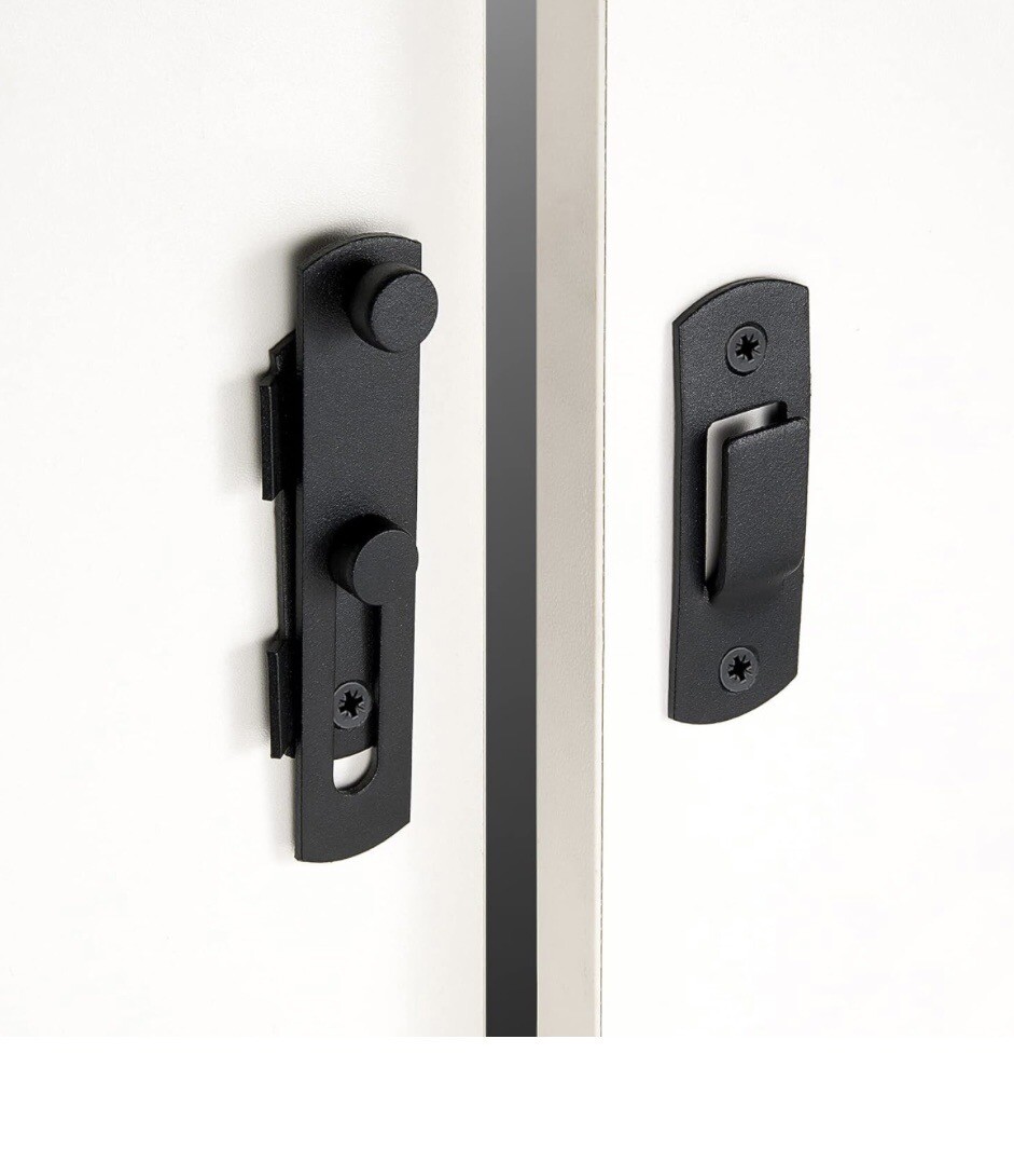 INIRET 4 Packs Barn Door Latches，3.93” x 2.75” Matte Black Stainless Steel