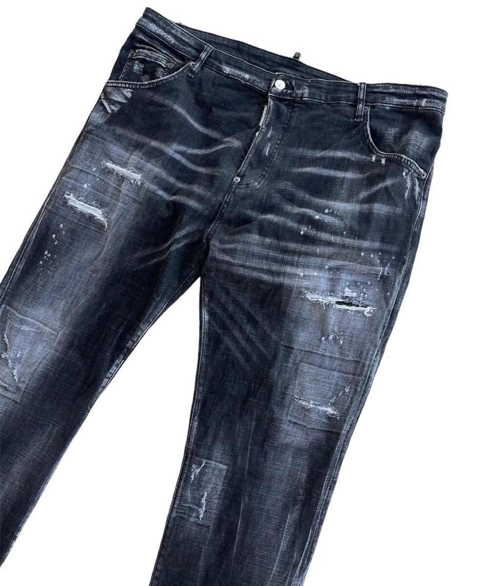 Dsquared2 Tidy Biker Jeans 2021 dark distressed denim | eBay Dsquared2 Tidy Biker Jeans 2021 dark distressed denim | eBay