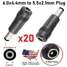 x20 Copper DC Power Connector 5.5mmx2.1mm Female to 6.0mmx4.4mm Male Adapter