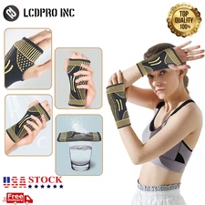 Copper Wrist Brace Support Compression Sleeve Arthritis Gym Carpal Tunnel Injury