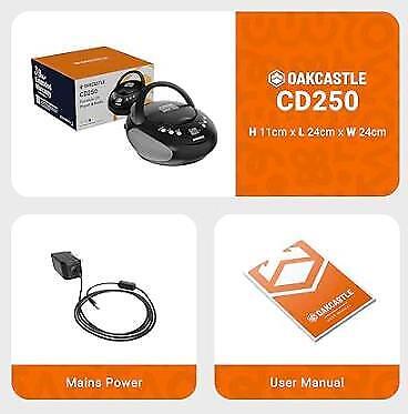 Oakcastle CD250 PORTABLE CD PLAYER BOOMBOX with Bluetooth & FM Radio | Black - Picture 7 of 7
