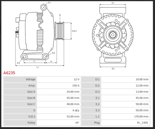 Alternatore Per Jaguar XK Coupe Cabrio XF Sedan XJ XE F-Type Coupe Cabrio F-Pace - Foto 5 di 6