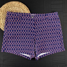 Dept222 Womens 16 Blue Pink Diamond Pattern Cotton Stretch 5  Inch Chino Shorts