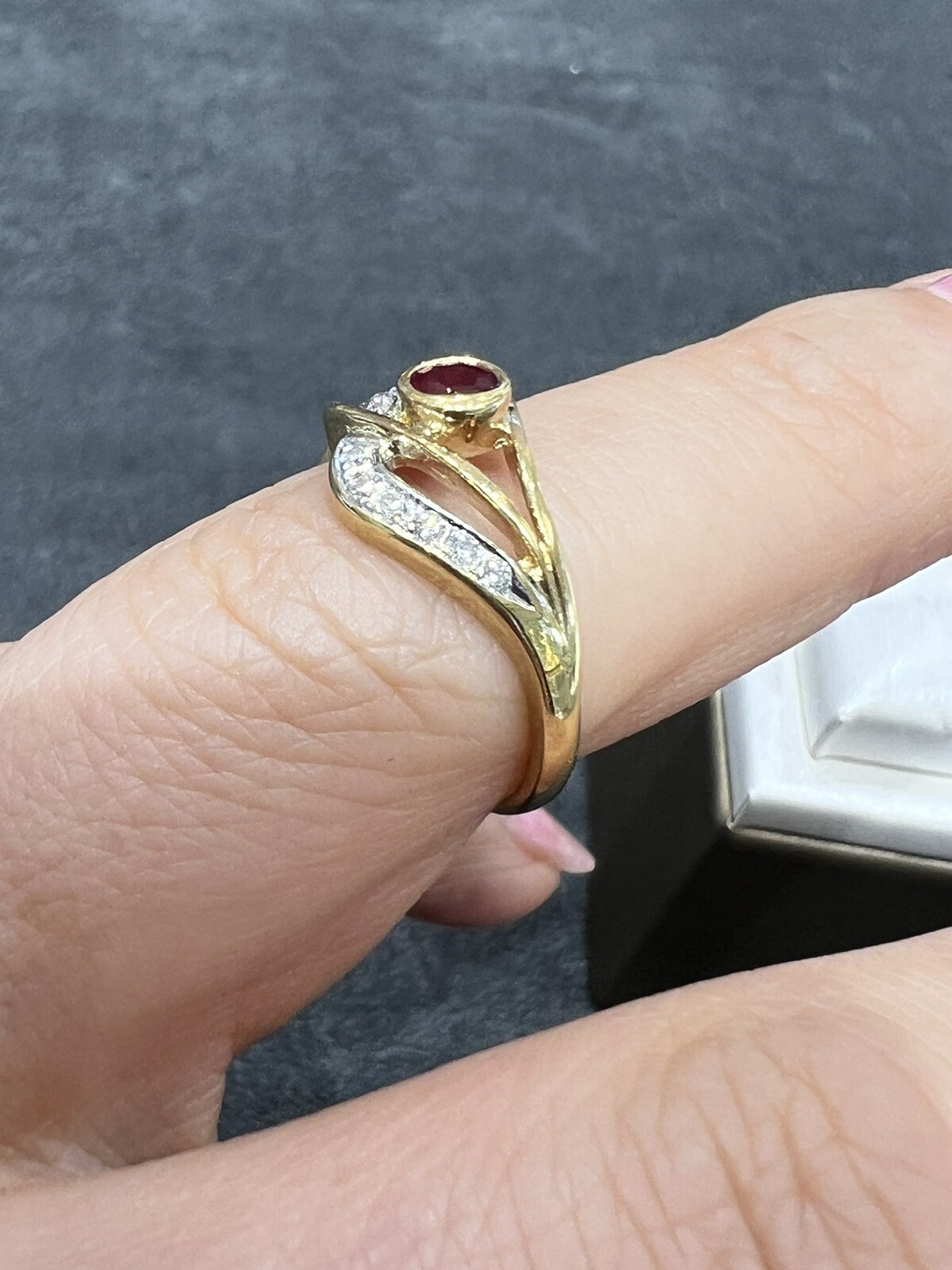 14ct Yellow Gold Ruby Diamond Ring - image 6