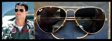 VINTAGE RAY-BAN USA 58MM B L - GOLD - WRAP AROUND AVIATOR SUNGLASSES USAF