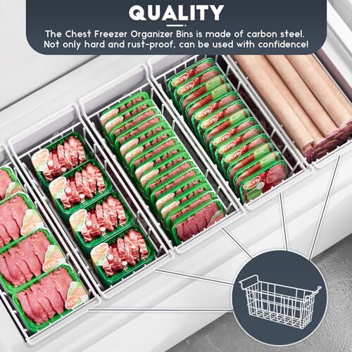 17.5 inch 2Packs Chest Freezer Organizer Bins, Deep Freezer Basket